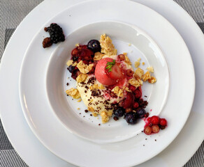 Vanilla desert with berries