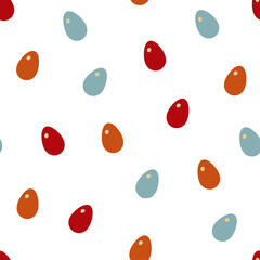 Seamless Easter pattern. Bright Easter eggs on a white background in random order.