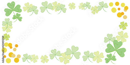 Hand Drawing Clover Illustration Frame Vector Clover Pattern For Saint Patrick S Day Holiday Greeting Card Web Event And Banner Design クローバーイラスト 手書きクローバーイラストフレーム Wall Mural Lala