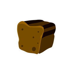 Hand drawing dark cut rye bread. Vector illustration of bread standing sideways on a white background.