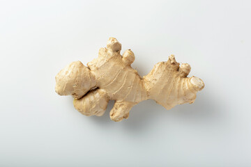 Ginger root isolated close up on white background