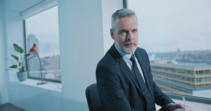 Portrait of a businessman with blue eyes 