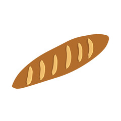 Hand draw baguette long on white background isolated