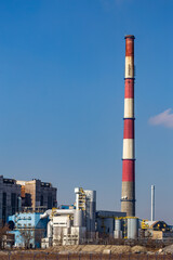 Fototapeta na wymiar Coal-fired CHP plant, Poznan, Poland. Taken on a sunny day