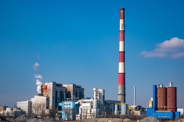 Coal-fired CHP plant, Poznan, Poland. Taken on a sunny day