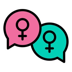 Speech balloon with Female gender symbol icon
