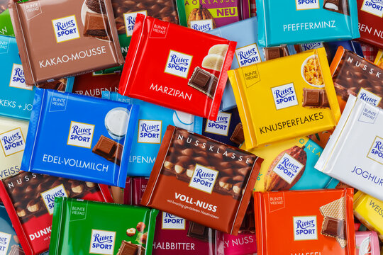 Ritter Sport chocolate chocolates different types variety background