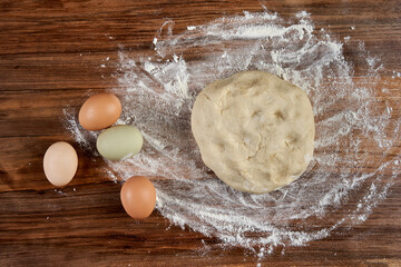 Pastry dough eggs and flour