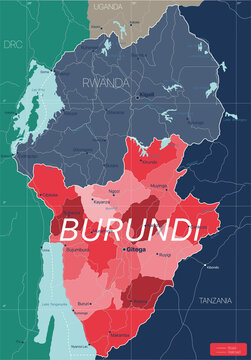 Burundi country detailed editable map