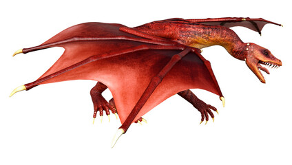 3D Rendering Fairy Tale Dragon on White