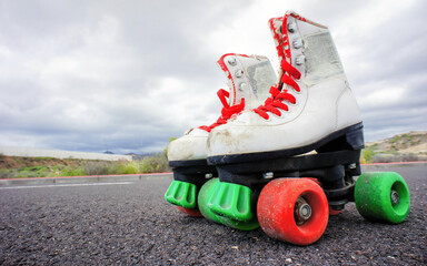 Old Vintage White Skate Boot