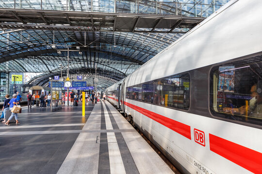 ICE 4 high-speed train at Berlin main railway station Hauptbahnhof Hbf in Germany