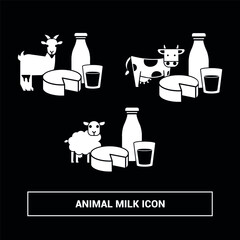 Vector image. Cow, sheep and goat milk icon.