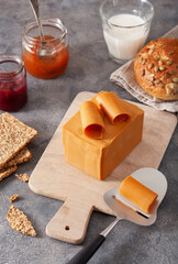 Norwegian brunost traditional brown cheese