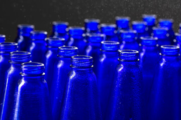 Blue glass bottles