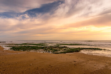 L'océan, au soleil couchant et à marée basse