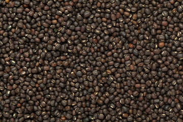 Close up of Organic Black Gram (Vigna mungo) or whole black urad Full-Frame Background. Top View 