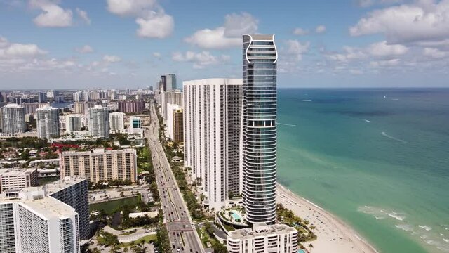 Aerial footage of the recently complete The Ritz Carlton Residences Sunny Isles Beach