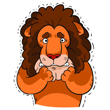 Cartoon lion shivering vector illustration