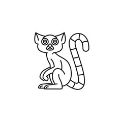 Cute Ring-tailed Lemur cartoon character vector line icon