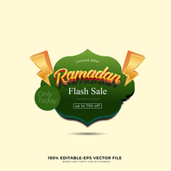 Ramadan Kareem Label sale banner, sticker, badge, ads pop up banner. Special offer ramadan Flash Sale. Islamic promotion vector illustration
