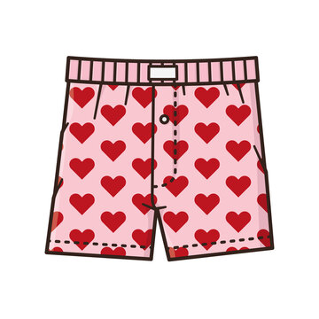 Boxer Shorts with hearts pattern isolated vector illustration for Boxer Shorts Day on October 27