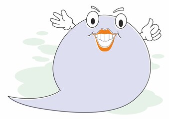 Cute emoji character in the form of a speech bubble. Speech bubble for a joyful happy message.