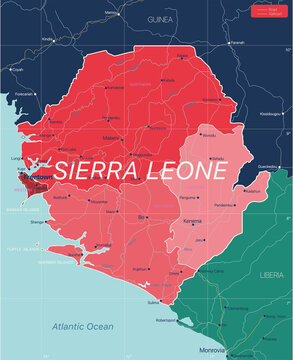 Sierra Leone country detailed editable map