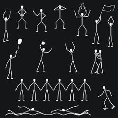 silhouettes of people, figures of people in motion