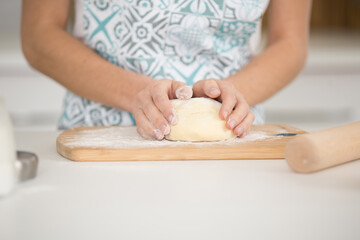 closeup of woman hand kneading the cookie dough