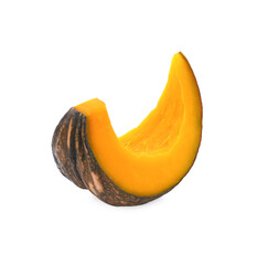 Slice of pumpkin isolated on white background.