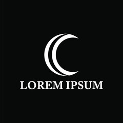 Initial Letter C crescent moon logo template in flat design monogram illustration