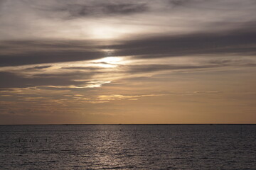 Evening sun over the sea in Thailand