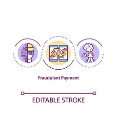 Fraudulent payments concept icon. False and illegal transaction idea thin line illustration. Cybercriminal. Lost or stolen information. Vector isolated outline RGB color drawing. Editable stroke