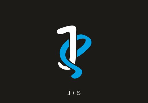 White and blue of JS initial letter