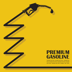 gasoline fuel pump nozzle poster isolated on yellow background