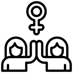 Women doing high five icon, Feminism related vector