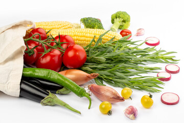 Many vegetables on white in studio