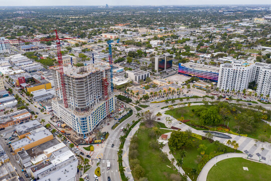 Aerial photo The Block 40 project  EB 5 construction site Hollywood Florida Young Circle