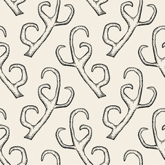 Seamless pattern with deer antlers
