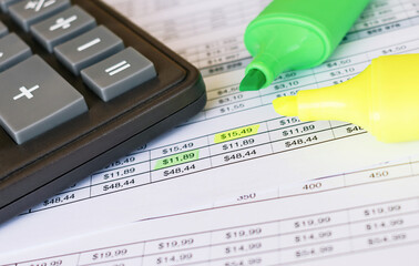 Finance Documents. Used a color pen marker for edit