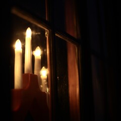 Close up of candle holder in a Swedish window