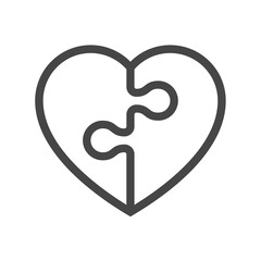 Vector Line Icon Related to Love. Heart Puzzle Jigsaw Symbol. Editable Stroke.