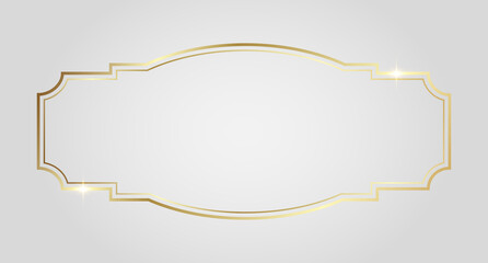 Golden shiny glowing vintage frame isolated