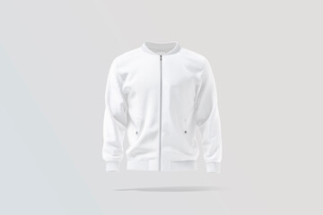 Blank white bomber jacket mock up, gray background © Alexandr Bognat