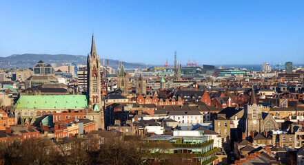 Fototapeta na wymiar Panoramic skyline city view of Dublin, the capitol of Ireland
