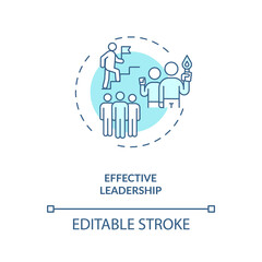 Effective leadership concept icon. Achieving goals idea thin line illustration. Providing direction and guidance. Inspiration and mentoring. Vector isolated outline RGB color drawing. Editable stroke