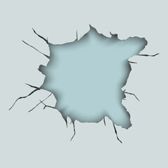 Realistic cracked wall with a hole for your design.