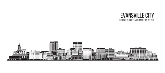 Obraz premium Cityscape Building Abstract Simple shape and modern style art Vector design - Evansville city