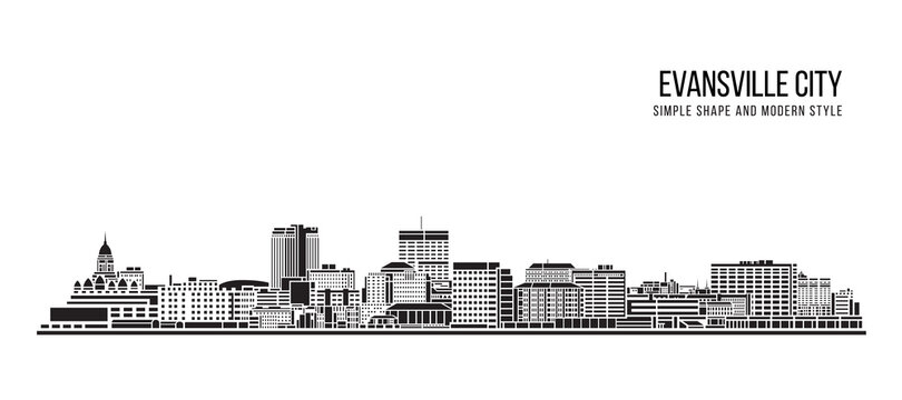 Cityscape Building Abstract Simple shape and modern style art Vector design - Evansville city